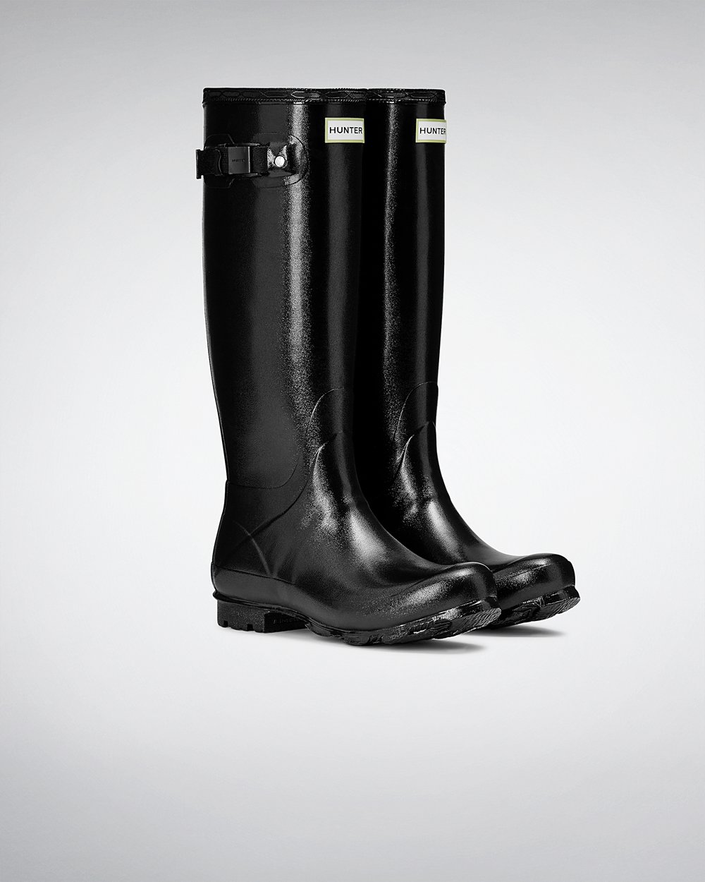 Hoge Regenlaarzen Dames - Hunter Norris Field Gloss - Zwart - 68DOJCQML